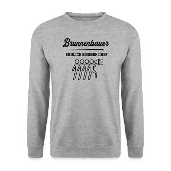 Brunnenbauer Chef Selbstständigkeit Firma Gründen - Unisex Pullover - Weißgrau meliert - Vorne - Alina (178cm) & Michal (187cm)