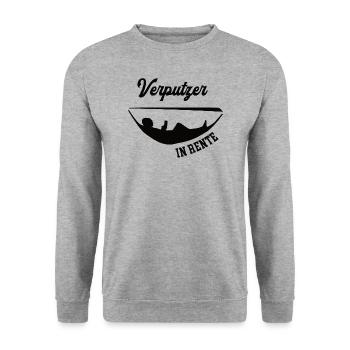 Verputzer in Rente Rentenbeginn Verputzerei Chef - Unisex Pullover - Weißgrau meliert - Vorne - Alina (178cm) & Michal (187cm)