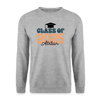 Class Of 2025 Outfit Abi 25 Abitur Hut Abschluss - Unisex Pullover - Weißgrau meliert - Vorne - Alina (178cm) & Michal (187cm)