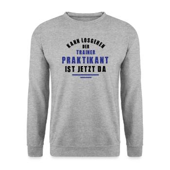 Praktikant Trainer Praktikum Training Danke - Unisex Pullover - Weißgrau meliert - Vorne - Alina (178cm) & Michal (187cm)