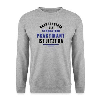 Praktikant Stuckateur Praktikum Stukkateur Danke - Unisex Pullover - Weißgrau meliert - Vorne - Alina (178cm) & Michal (187cm)