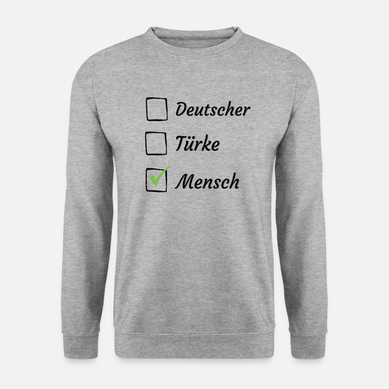 Deutscher Türke Mensch Ausländer Anti-Rassismus - Unisex Pullover - Weißgrau meliert