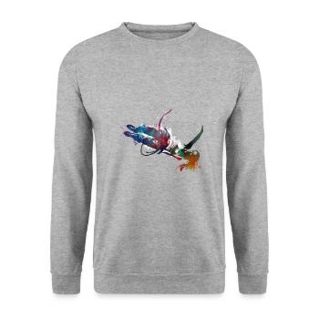 Bungee-Sprung #bungee - Unisex Pullover - Weißgrau meliert - Vorne - Alina (178cm) & Michal (187cm)