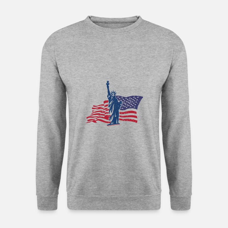 USA Flagge Amerika - Unisex Pullover - Weißgrau meliert