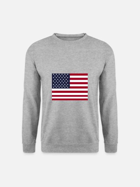 USA Flagge Amerika - Unisex Pullover - Weißgrau meliert