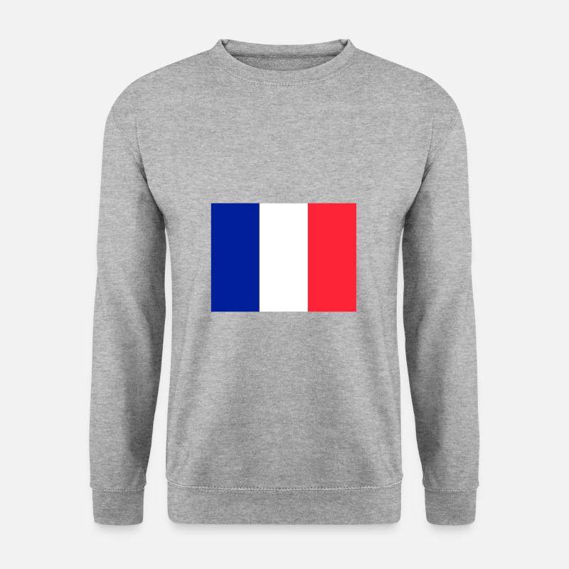Frankreich Flagge Fahne - Unisex Pullover - Weißgrau meliert