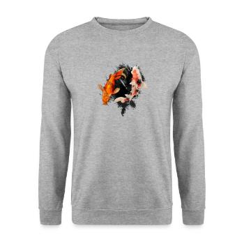 🐟 koi fish carp pond Japan gift - Unisex Sweatshirt - salt & pepper - Front - Alina (178cm) & Michal (187cm)