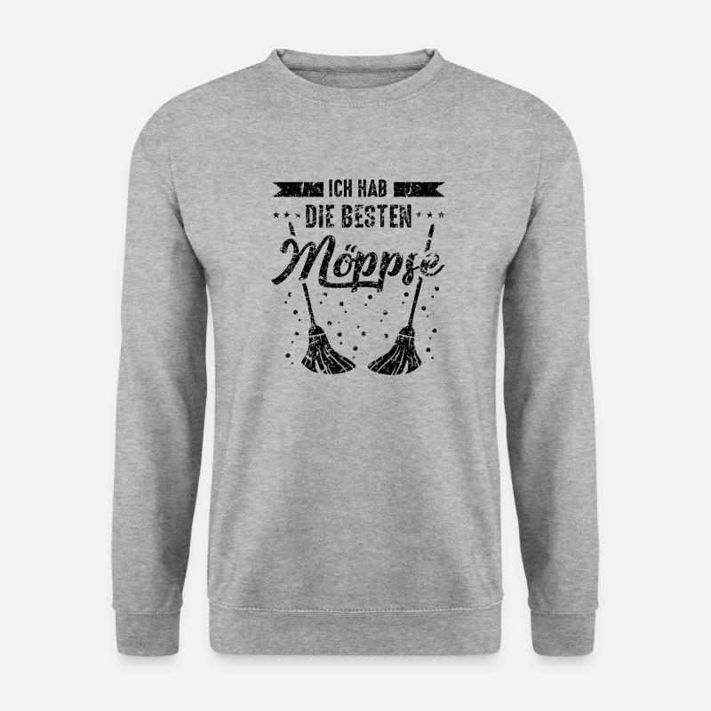 Möps Möpse Wischmop - Unisex Pullover - Weißgrau meliert