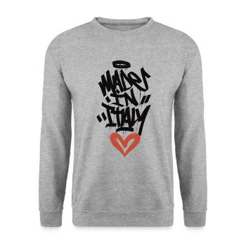 made in italy - Sweat-shirt Unisexe - gris chiné - Devant - Alina (178cm) & Michal (187cm)