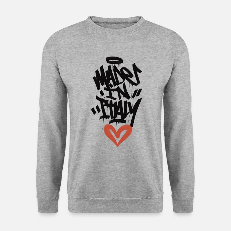 Hergestellt in Italien - Unisex Pullover - Weißgrau meliert