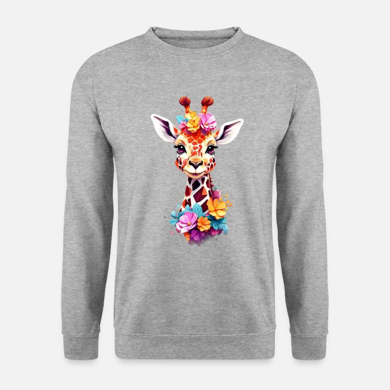 Giraffe V1 24 05 - Unisex Pullover - Weißgrau meliert