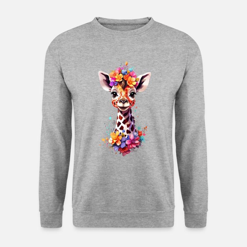 Giraffe V1 24 36 - Unisex Pullover - Weißgrau meliert