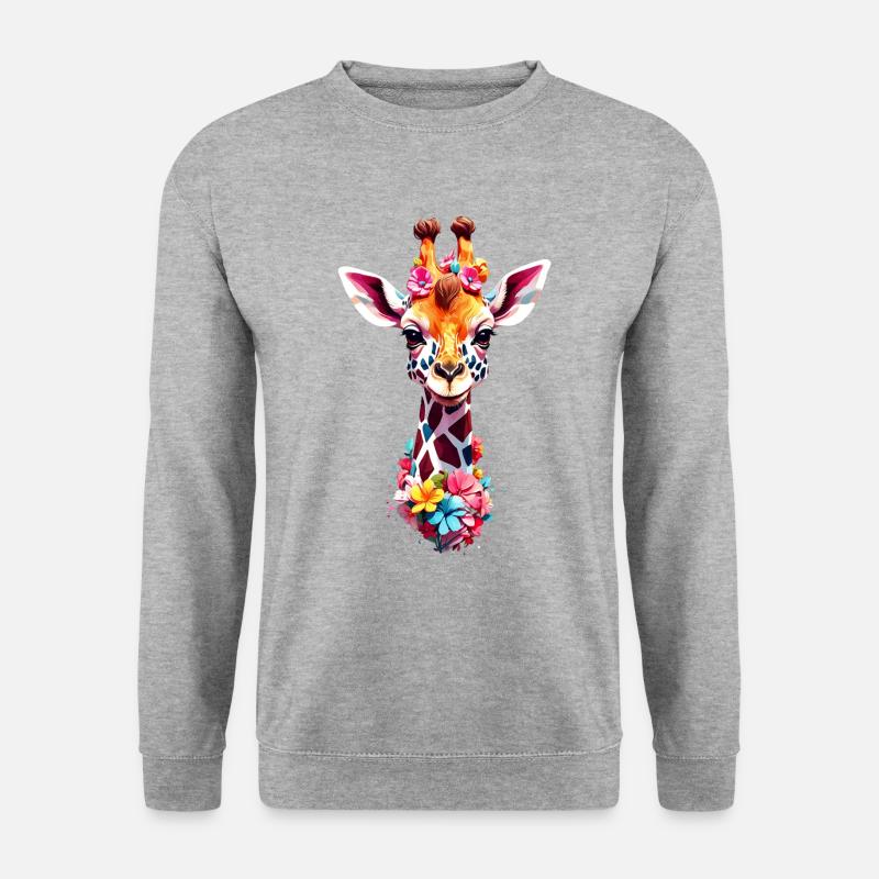 Giraffe V1 24 28 - Unisex Pullover - Weißgrau meliert