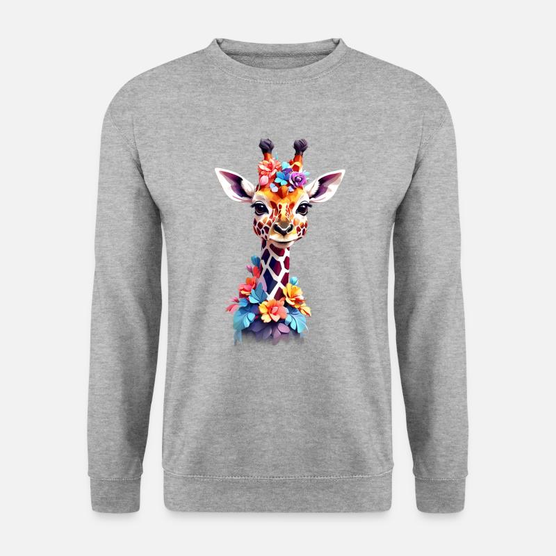 Giraffe V1 24 31 - Unisex Pullover - Weißgrau meliert