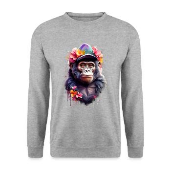 Gorilla V1 24 02 - Unisex Sweatshirt - salt & pepper - Front - Alina (178cm) & Michal (187cm)