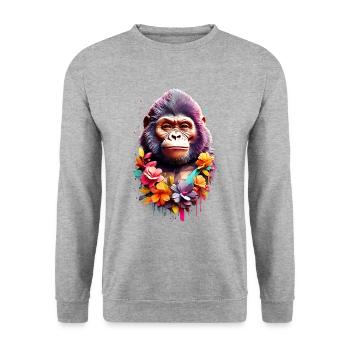 Gorilla V1 24 04 - Unisex Sweatshirt - salt & pepper - Front - Alina (178cm) & Michal (187cm)