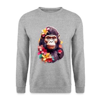Gorilla V1 24 21 - Unisex Sweatshirt - salt & pepper - Front - Alina (178cm) & Michal (187cm)