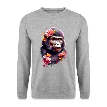 Gorilla V1 24 07 - Unisex Sweatshirt - salt & pepper - Front - Alina (178cm) & Michal (187cm)