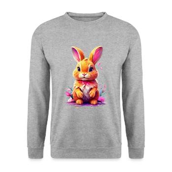 Hase Bunny V1 24 05 - Unisex Pullover - Weißgrau meliert - Vorne - Alina (178cm) & Michal (187cm)