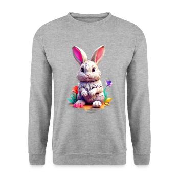 Lapin Lapin V1 24 07 - Sweat-shirt Unisexe - gris chiné - Devant - Alina (178cm) & Michal (187cm)