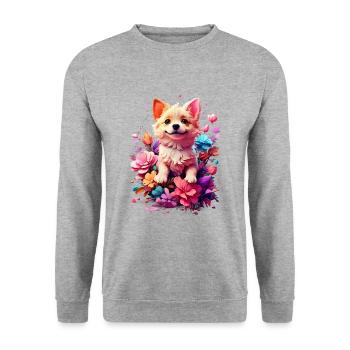 Chien Chien V1 24 01 - Sweat-shirt Unisexe - gris chiné - Devant - Alina (178cm) & Michal (187cm)