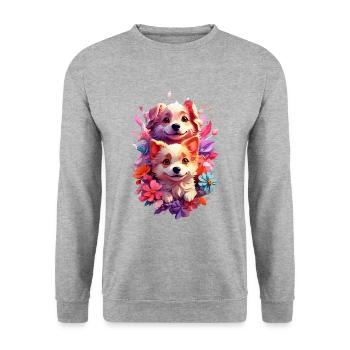 Hund Dog V1 24 03 - Unisex Pullover - Weißgrau meliert - Vorne - Alina (178cm) & Michal (187cm)