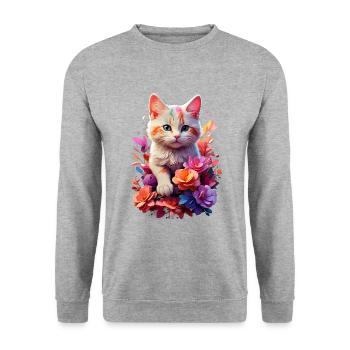 Chat Chat V1 24 02 - Sweat-shirt Unisexe - gris chiné - Devant - Alina (178cm) & Michal (187cm)