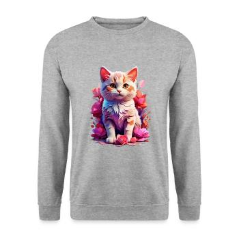 Chat Chat V1 24 11 - Sweat-shirt Unisexe - gris chiné - Devant - Alina (178cm) & Michal (187cm)