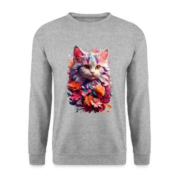Chat Chat V1 24 12 - Sweat-shirt Unisexe - gris chiné - Devant - Alina (178cm) & Michal (187cm)