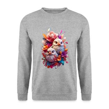 Vogel Bird V1 24 12 - Unisex Sweatshirt - salt & pepper - Front - Alina (178cm) & Michal (187cm)