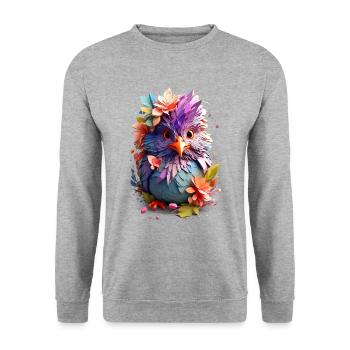 Vogel Bird V1 24 05 - Unisex Pullover - Weißgrau meliert - Vorne - Alina (178cm) & Michal (187cm)