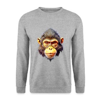 Affe V24 05 - Unisex Pullover - Weißgrau meliert - Vorne - Alina (178cm) & Michal (187cm)