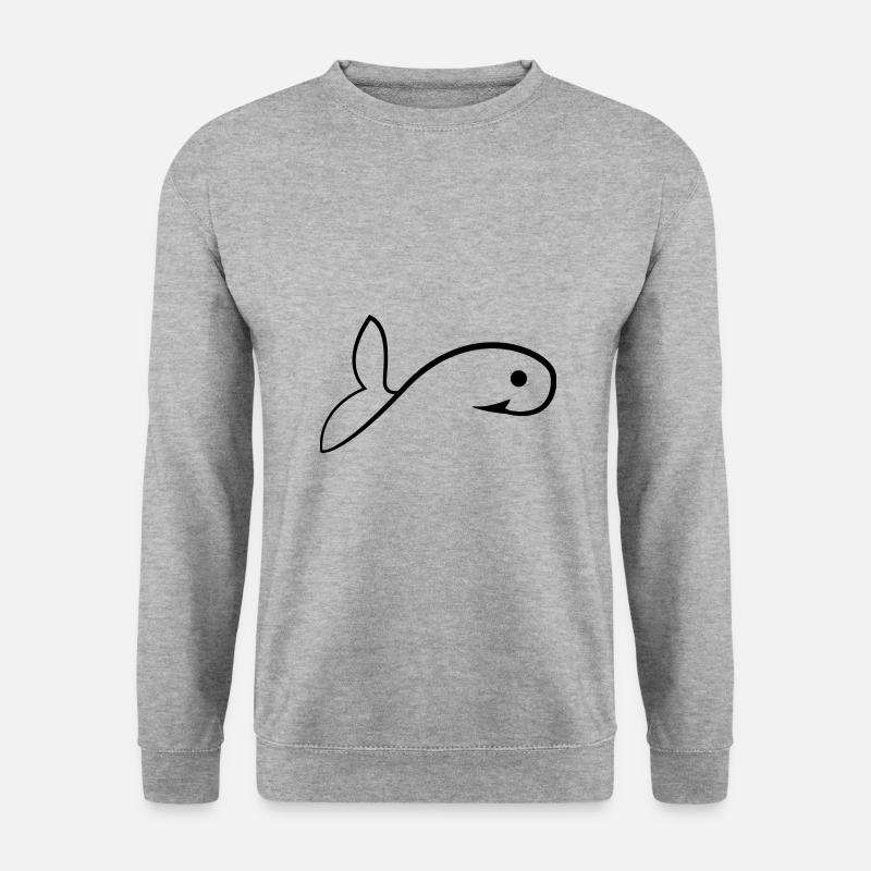 Fisch - Unisex Pullover - Weißgrau meliert