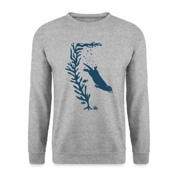 sea otter kelp forest california see meer ocean - Unisex Pullover - Weißgrau meliert - Vorne - Alina (178cm) & Michal (187cm)