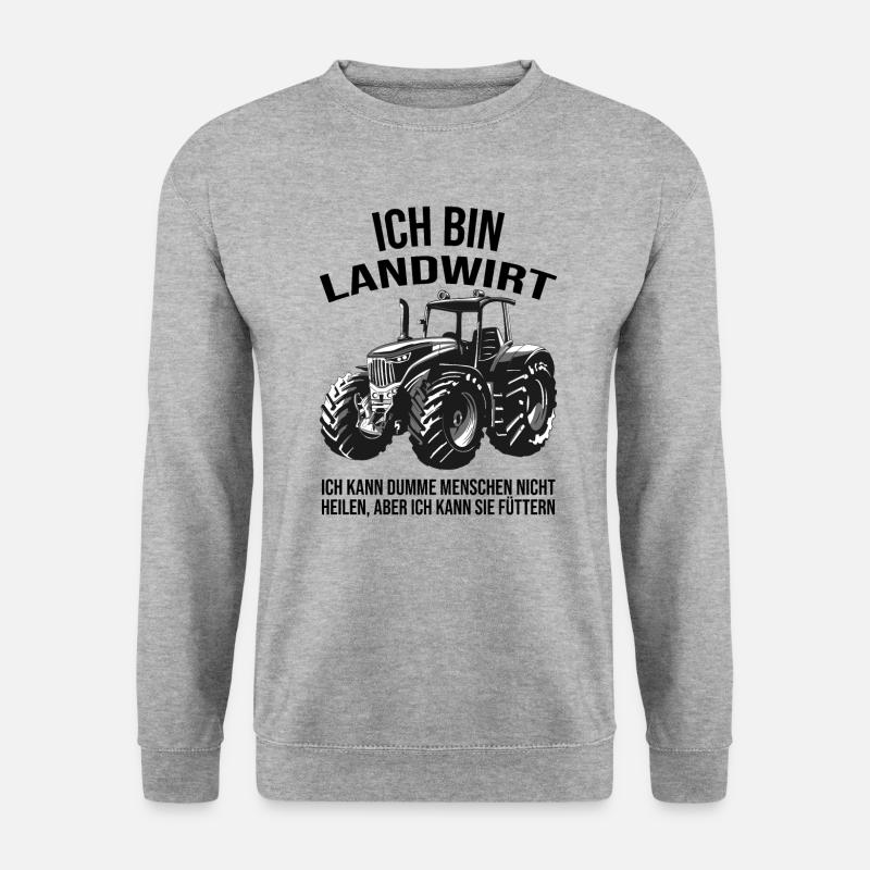Ich kann dumme Menschen füttern, ich bin Landwirt - Unisex Pullover - Weißgrau meliert