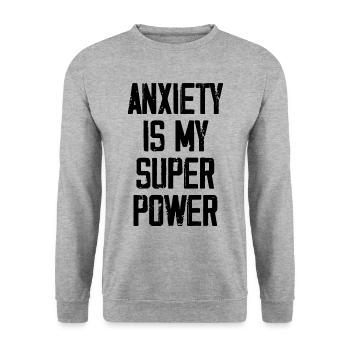 Angst ist meine Superkraft - Lustig - Unisex Pullover - Weißgrau meliert - Vorne - Alina (178cm) & Michal (187cm)