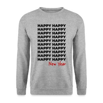 Happy New Year - Unisex Pullover - Weißgrau meliert - Vorne - Alina (178cm) & Michal (187cm)