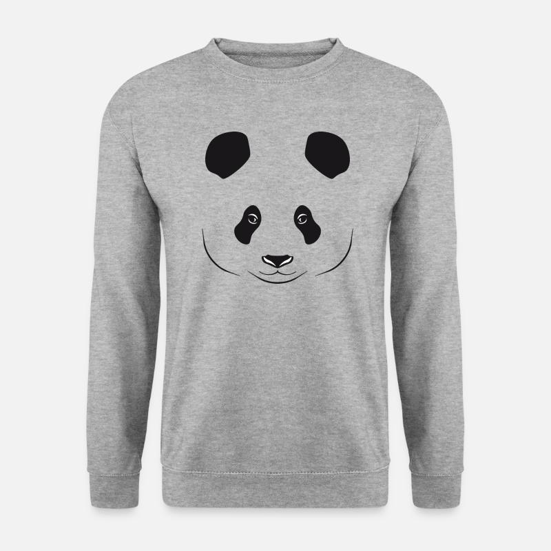 Panda Bär Zeichnung, einfach, Silhouette - Unisex Pullover - Weißgrau meliert