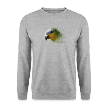 Papagei - Unisex Pullover - Weißgrau meliert - Vorne - Alina (178cm) & Michal (187cm)