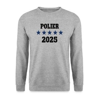 2025 Polier Beruf Bauleiter Job Bau Arbeit Kollege - Unisex Pullover - Weißgrau meliert - Vorne - Alina (178cm) & Michal (187cm)