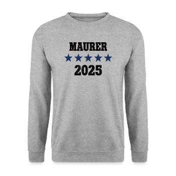 2025 Maurer Beruf Job Arbeit Lehre Ausbildung - Unisex Pullover - Weißgrau meliert - Vorne - Alina (178cm) & Michal (187cm)