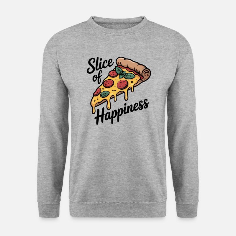 Slice of Happiness - Pizza - Unisex Pullover - Weißgrau meliert
