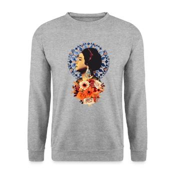 Umm Kulthum, oum kalthoum, Graphique arabe drôle - Sweat-shirt Unisexe - gris chiné - Devant - Alina (178cm) & Michal (187cm)