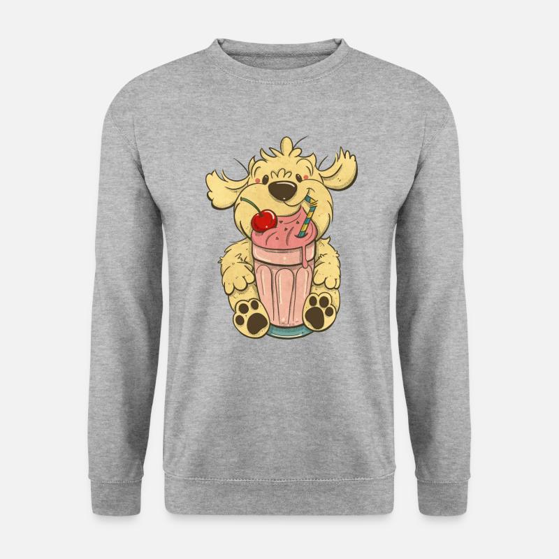 Cockapoo Thor with pink milkshake - Unisex Sweatshirt - salt & pepper