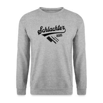 Schlachter 2025 Beruf Schlachterei Lehre Lehrling - Unisex Pullover - Weißgrau meliert - Vorne - Alina (178cm) & Michal (187cm)