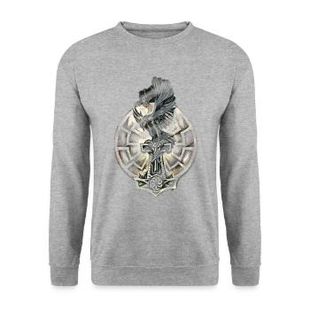 Thor hammer - Unisex Sweatshirt - salt & pepper - Front - Alina (178cm) & Michal (187cm)