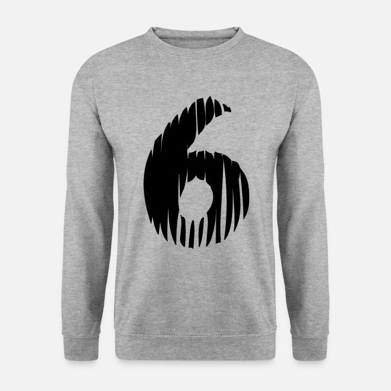 6 Zahl Trikot - Unisex Pullover - Weißgrau meliert