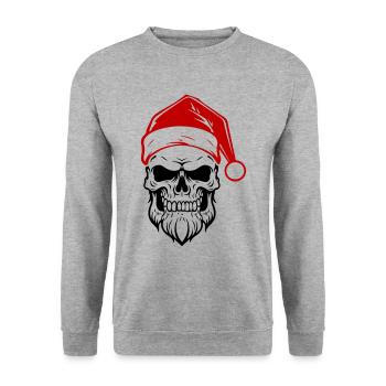 Santa Claus Skull - Unisex Sweatshirt - salt & pepper - Front - Alina (178cm) & Michal (187cm)
