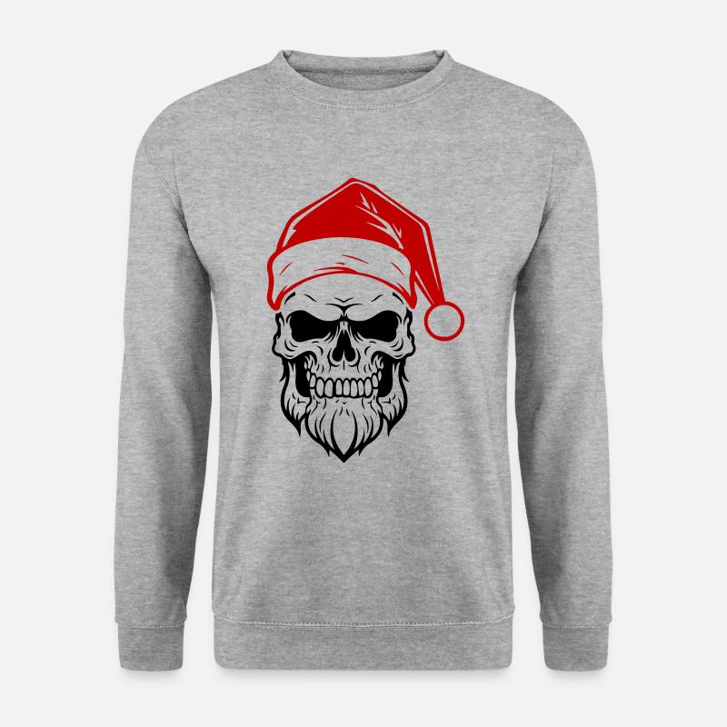 Weihnachtsmann Totenkopf - Unisex Pullover - Weißgrau meliert
