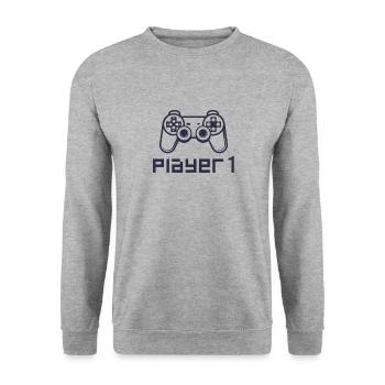 Player 1 Gaming Controller PS - Unisex Sweatshirt - salt & pepper - Front - Alina (178cm) & Michal (187cm)